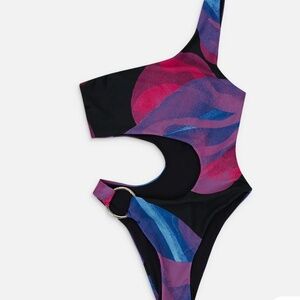 Louisa Ballou Medusa Print Half Moon Multicolor One-Piece Swimsuit XS